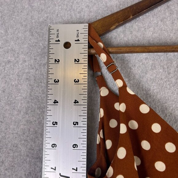 Sanctuary Dress Women 0 Brown White Polka Dot Mini Wrap Ruffle Preppy Casual NWT - Picture 3 of 12